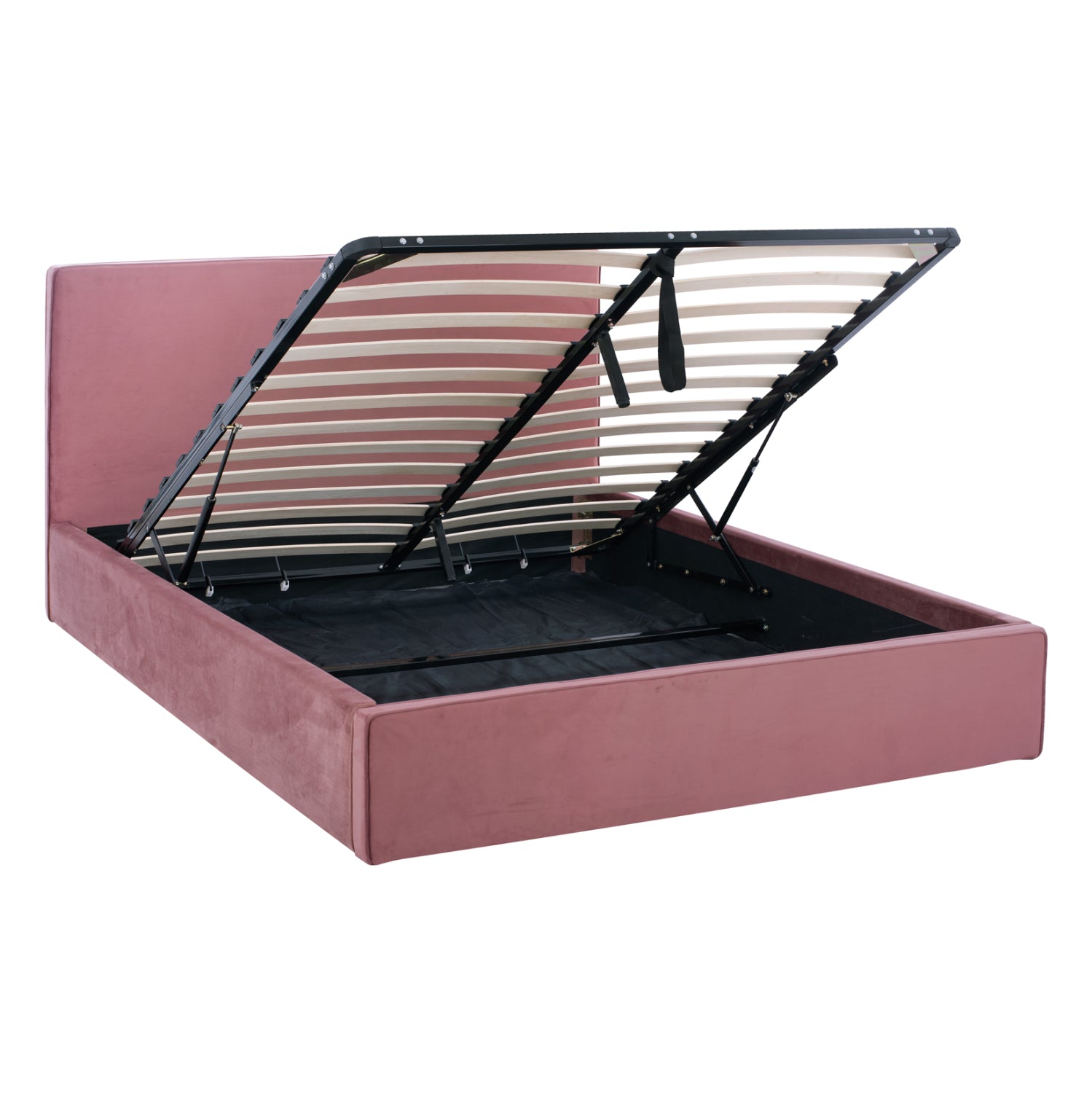 DOUBLE BED WITH MATTRESS ALLIE HM21273.02 DUSTY PINK VELVET WITH STORAGE SPACE--FOR 160x200cm.
