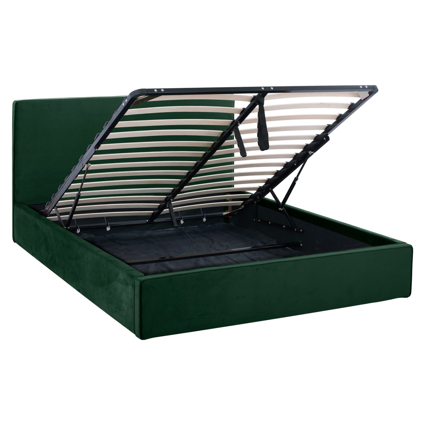 DOUBLE BED WITH MATTRESS ALLIE HM21273.03 CYPRESS GREEN VELVET WITH STORAGE SPACE--FOR 160x200cm.