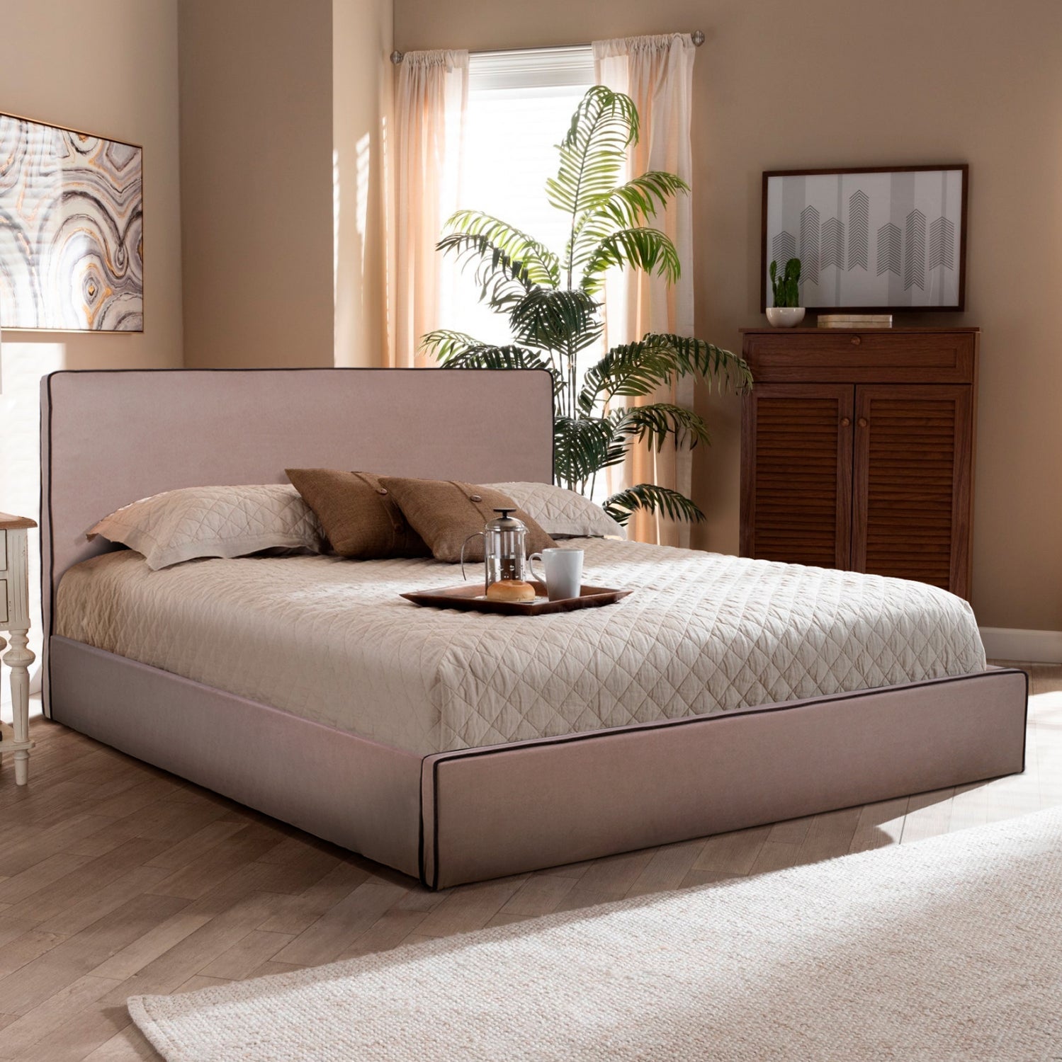 Bed Allie HM584.02 160x200 cm with Storage Space and  beige fabric
