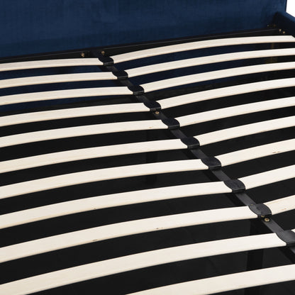 BED ALLIE HM584.18 160X200 WITH STORAGE SPACE-BLUE VELVET