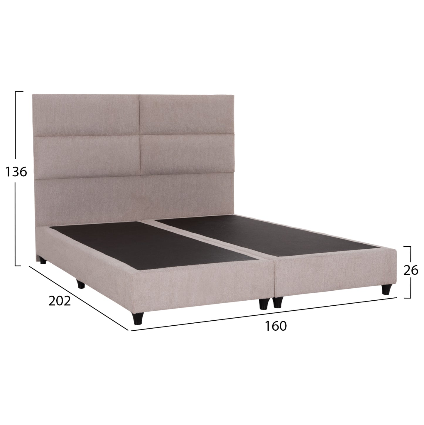 BED MILO HM616.32 BEIGE FABRIC- FOR MATTRESS 160x200cm