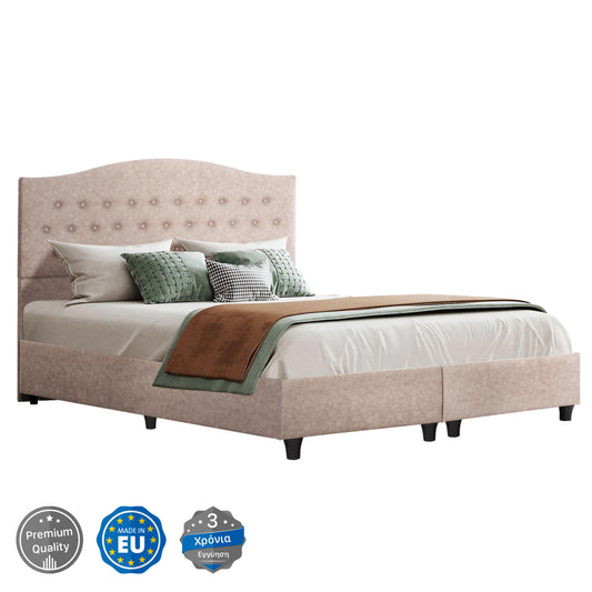 BED MALENA HM638.22 BEIGE FABRIC t.NUBUCK FOR MATTRESS 150x200cm.