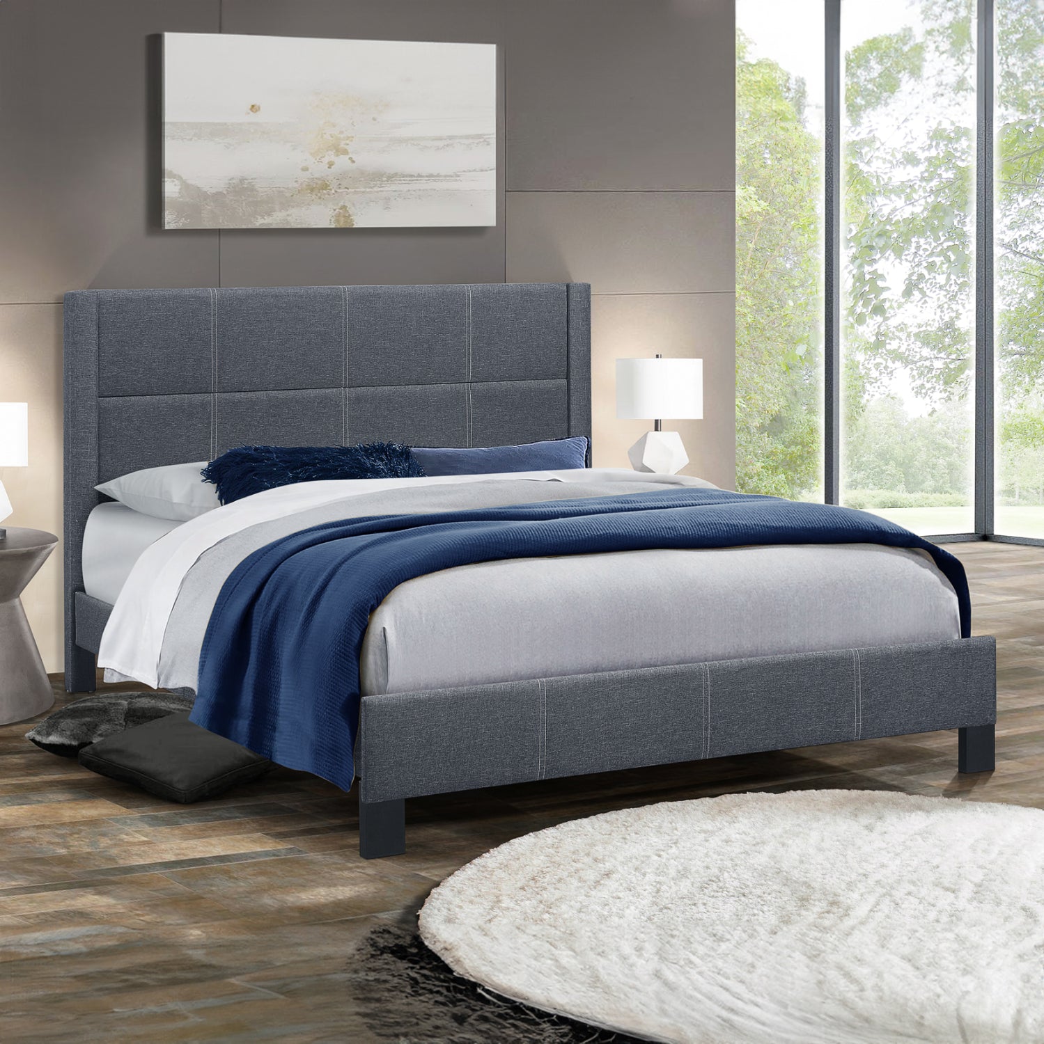 BED TRILLOP HM666.02 DARK GREY FABRIC- 160x200cm. MATTRESS
