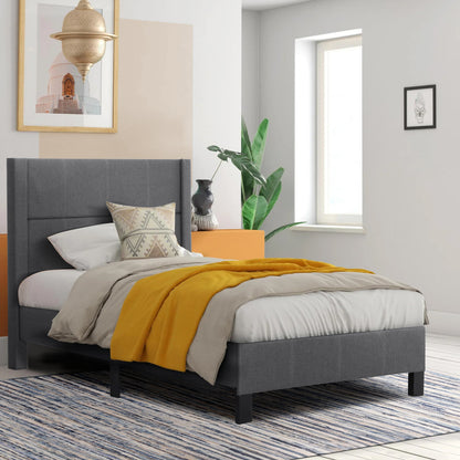 BED TRILLOP HM667.12 GREY FABRIC--FOR SINGLE SIZE MATTRESS 120X200cm