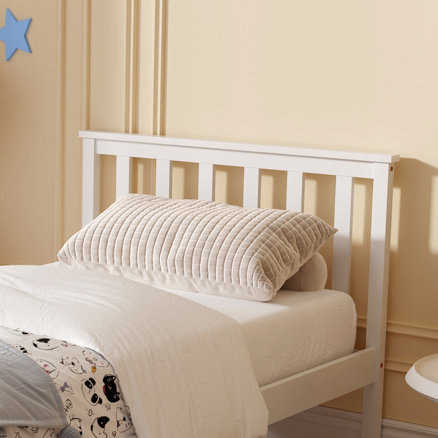 BED GIMLY HM675.03 SOLID PINE WOOD IN WHITE FOR MATTRESS 190x90cm.