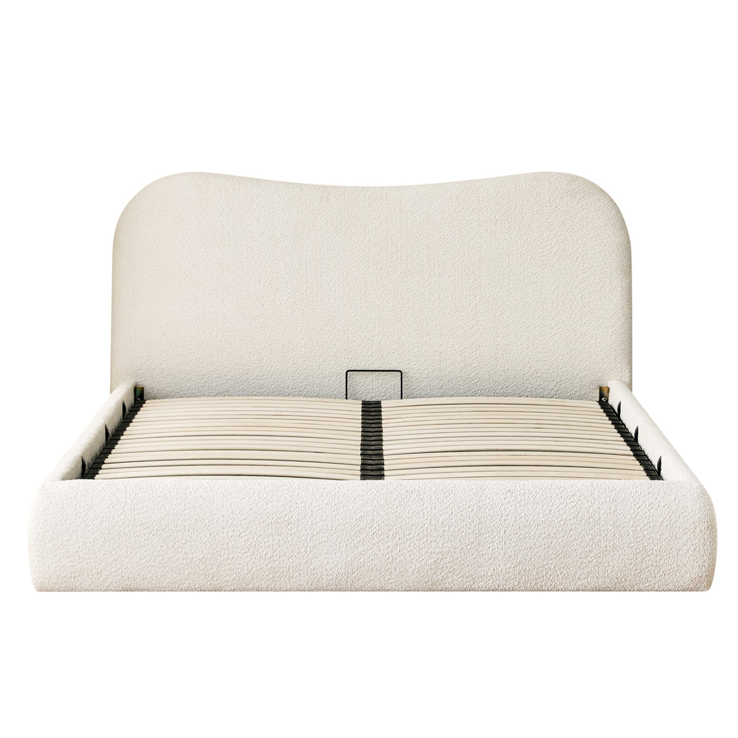 DOUBLE BED ROYA HM734.03 BEIGE BOUCLE FABRIC-BLACK LEGS--FOR MATTRESS 160x200cm
