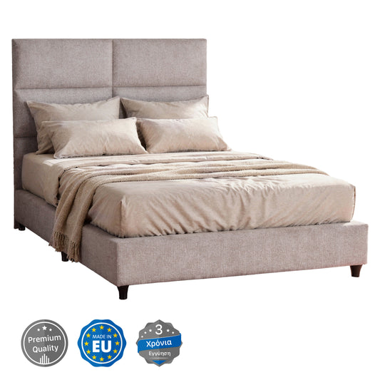 BED SEMI-DOUBLE WITH BEIGE FABRIC MILO HM646.32 FOR MATTRESS 120x200cm.