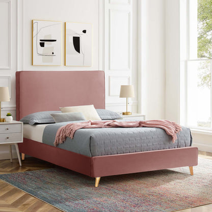 SEMI-DOUBLE BED WITH MATTRESS MAYLIN HM10758.01 DUSTY PINK VELVET--MATTRESS 120X200cm