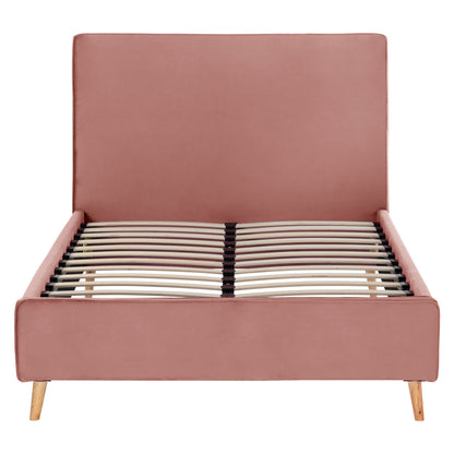SEMI-DOUBLE BED WITH MATTRESS MAYLIN HM10758.01 DUSTY PINK VELVET--MATTRESS 120X200cm