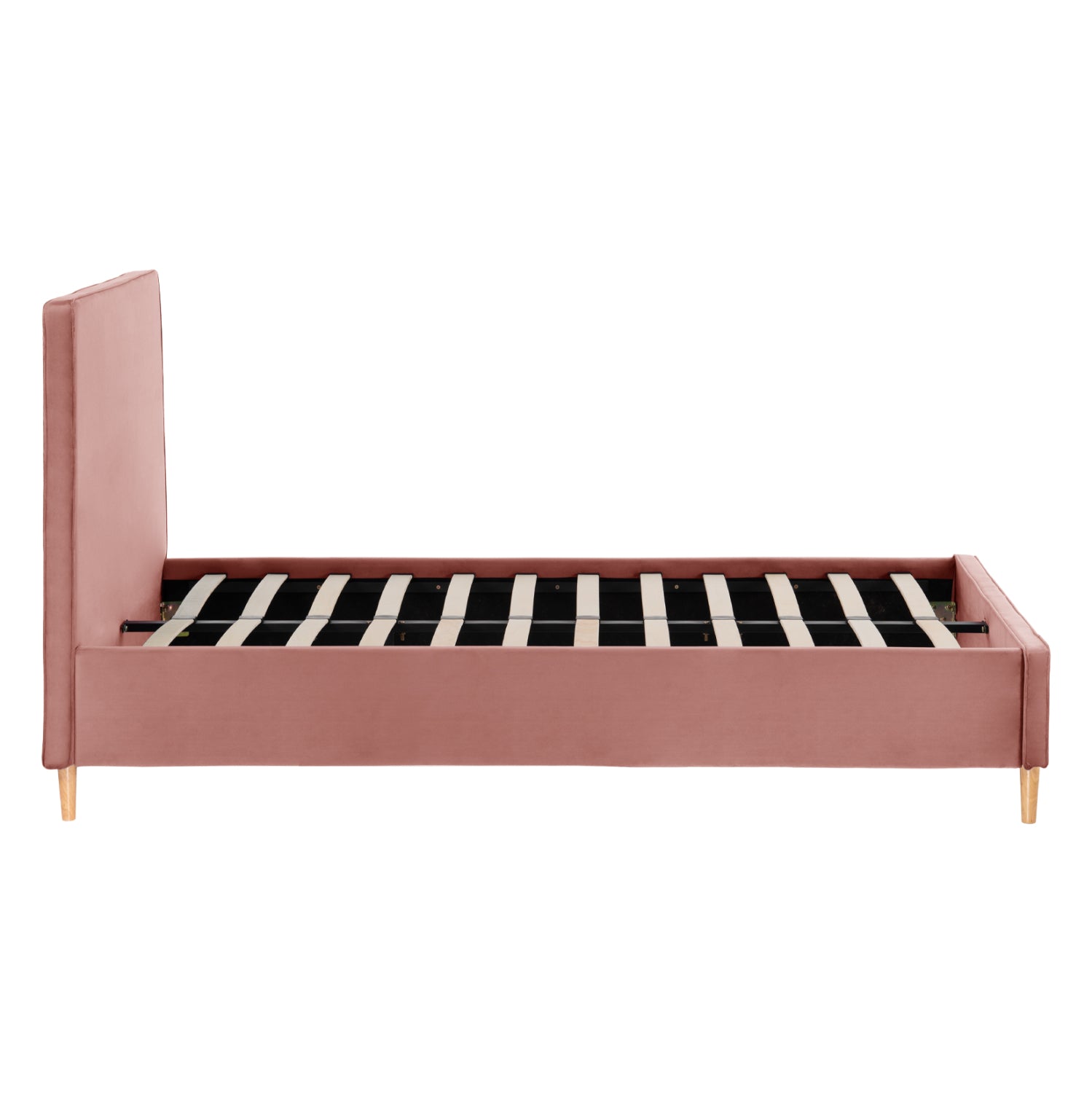 SEMI-DOUBLE BED WITH MATTRESS MAYLIN HM10758.01 DUSTY PINK VELVET--MATTRESS 120X200cm