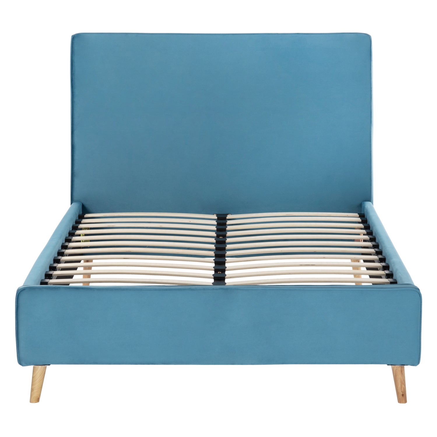 SEMI-DOUBLE BED WITH MATTRESS MAYLIN HM10758.02 TURQUOISE VELVET--MATTRESS 120X200cm