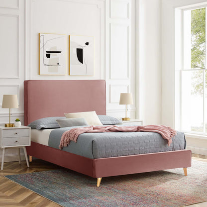 SEMI-DOUBLE BED WITH MATTRESS MAYLIN HM10802 DUSTY PINK VELVET--MATTRESS 120X200cm