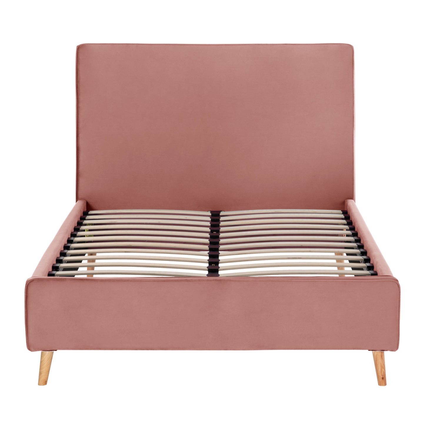 SEMI-DOUBLE BED WITH MATTRESS MAYLIN HM10802 DUSTY PINK VELVET--MATTRESS 120X200cm