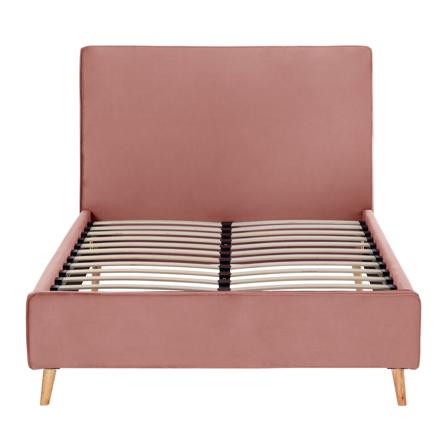 SEMI-DOUBLE BED WITH MATTRESS MAYLIN HM10802 DUSTY PINK VELVET--MATTRESS 120X200cm