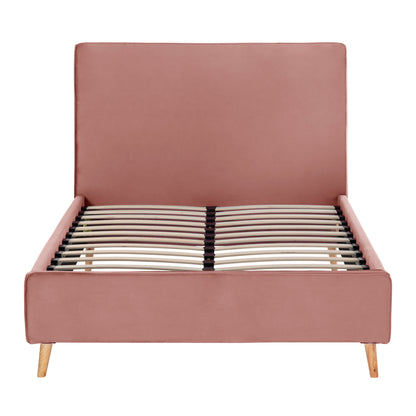 SEMI-DOUBLE BED WITH MATTRESS MAYLIN HM10802 DUSTY PINK VELVET--MATTRESS 120X200cm