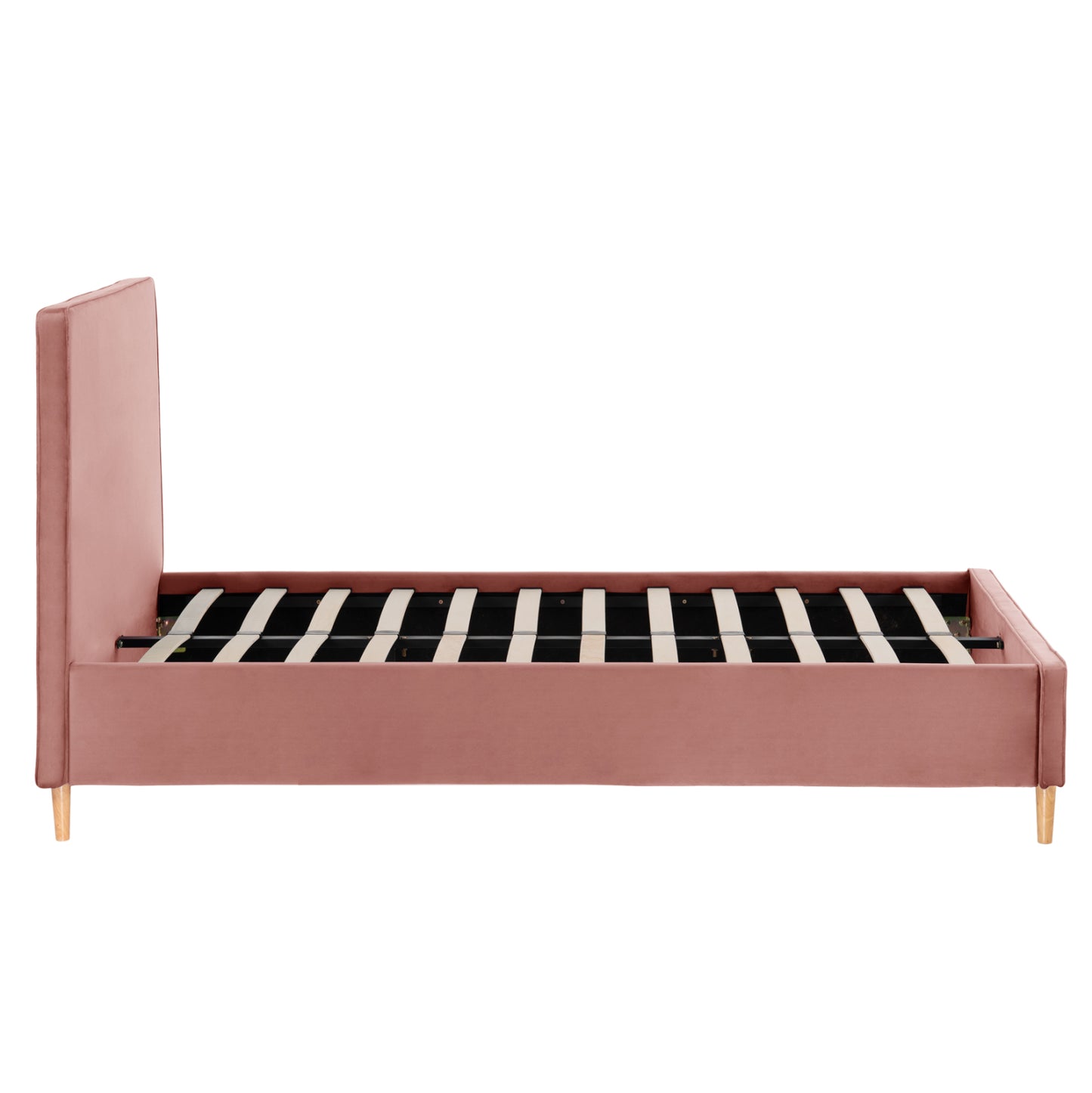 SEMI-DOUBLE BED WITH MATTRESS MAYLIN HM10802 DUSTY PINK VELVET--MATTRESS 120X200cm