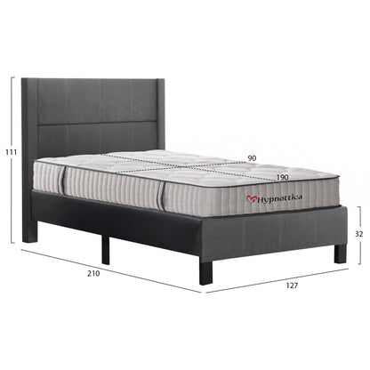 SEMI-DOUBLE BED WITH MATTRESS TRILLOP HM10757.01 GREY FABRIC--FOR 120X200cm.