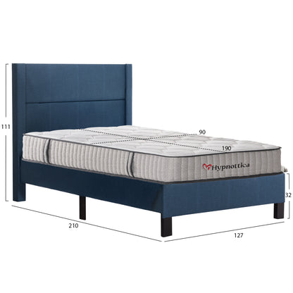 SEMI-DOUBLE BED WITH MATTRESS TRILLOP HM10757.02 BLUE FABRIC--FOR 120X200cm.