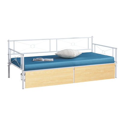 SOFA-BED BERNIE HM21121.02 METAL FRAME IN WHITE & SONAMA DRAWERS- FOR MATTRESS 190x90cm.