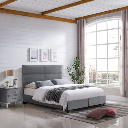 BED WITH STORAGE SPACE MILO HM738.10 GREY VELVET FABRIC FOR MATTRESS 140x200cm