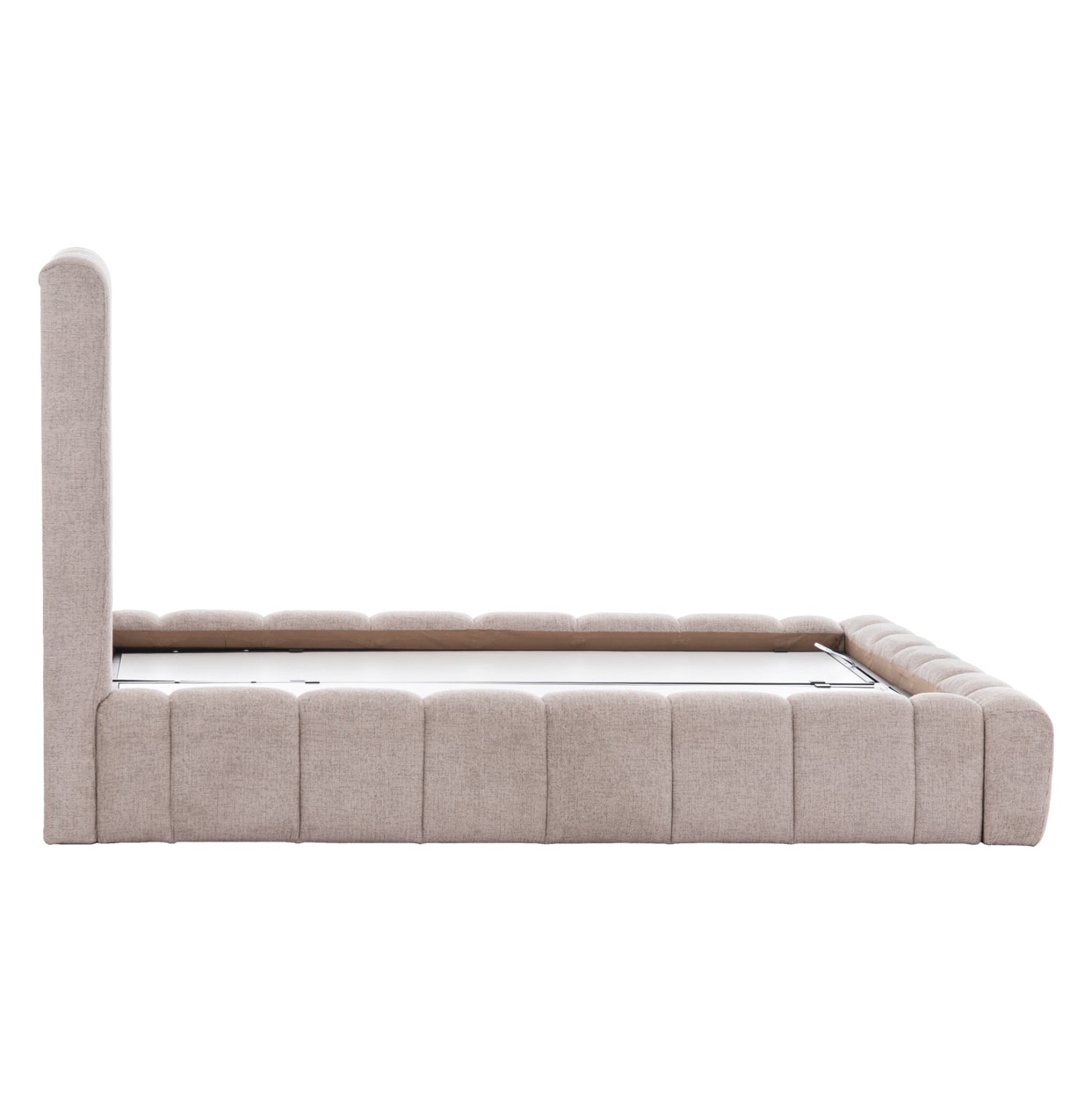 BED WITH STORAGE SPACE REMO HM719.10 TEDDY FABRIC IN BEIGE-FOR MATTRESS 160x200cm.