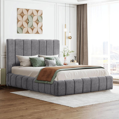 BED WITH STORAGE SPACE REMO HM719.22 TEDDY FABRIC IN GREY-FOR MATTRESS 160x200cm.
