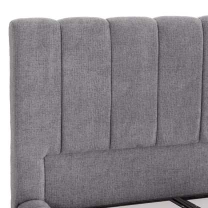 BED WITH STORAGE SPACE REMO HM719.22 TEDDY FABRIC IN GREY-FOR MATTRESS 160x200cm.
