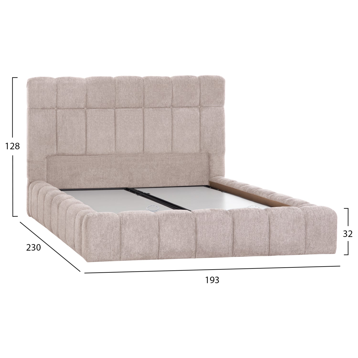 BED WITH STORAGE SPACE RAMON HM720.10 TEDDY FABRIC IN BEIGE-FOR MATTRESS 160x200cm.