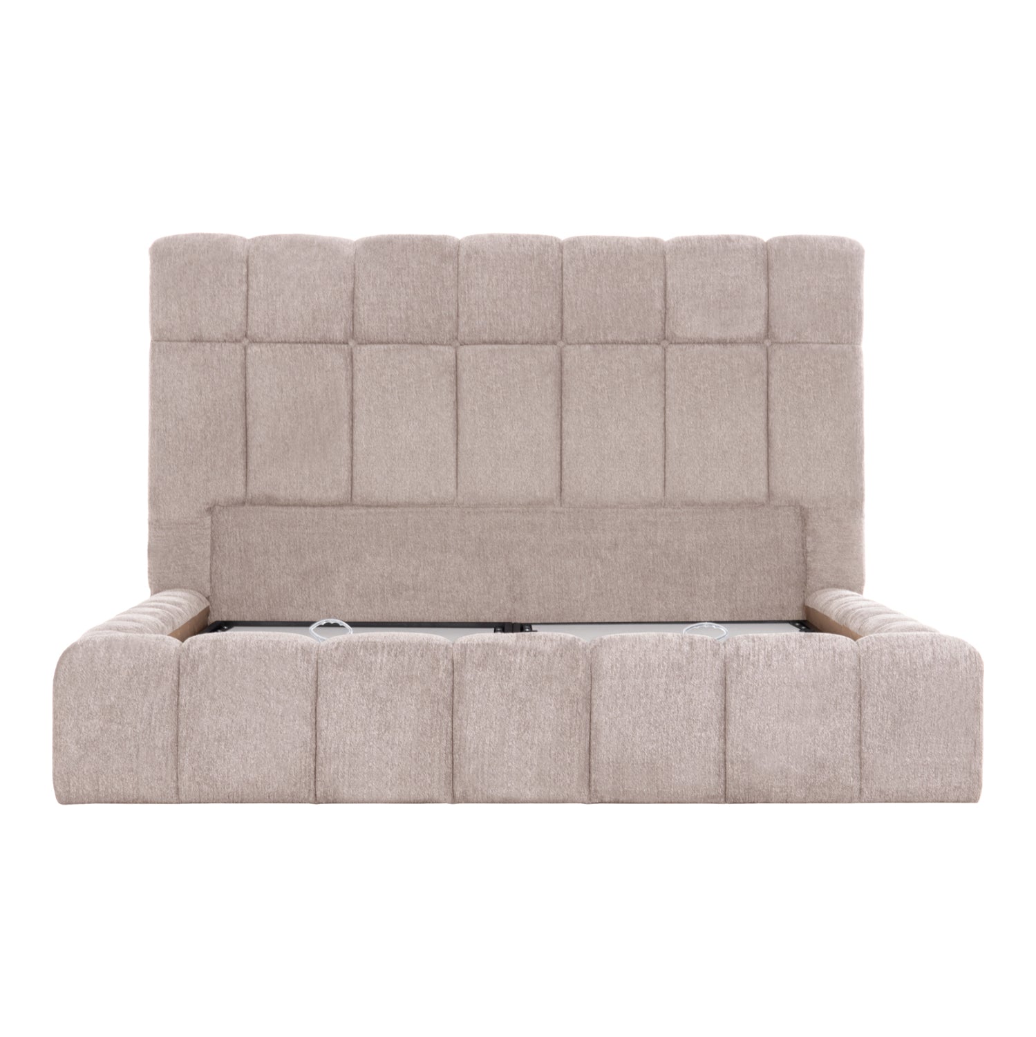 BED WITH STORAGE SPACE RAMON HM720.10 TEDDY FABRIC IN BEIGE-FOR MATTRESS 160x200cm.