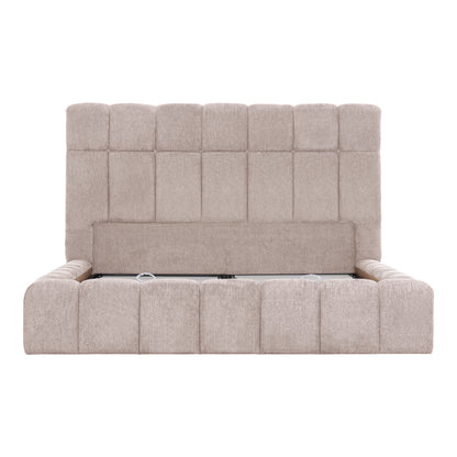 BED WITH STORAGE SPACE RAMON HM720.10 TEDDY FABRIC IN BEIGE-FOR MATTRESS 160x200cm.