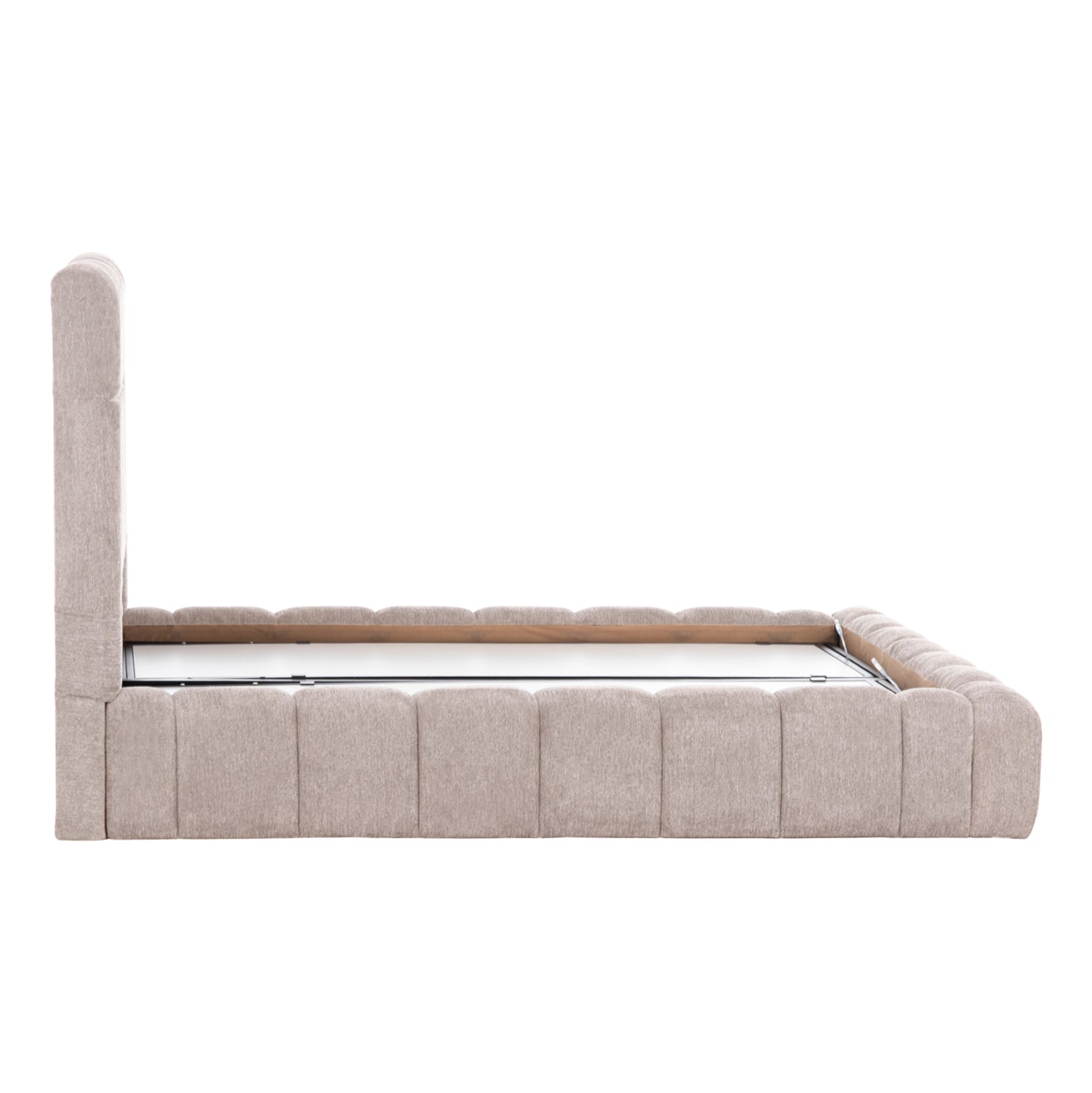 BED WITH STORAGE SPACE RAMON HM720.10 TEDDY FABRIC IN BEIGE-FOR MATTRESS 160x200cm.