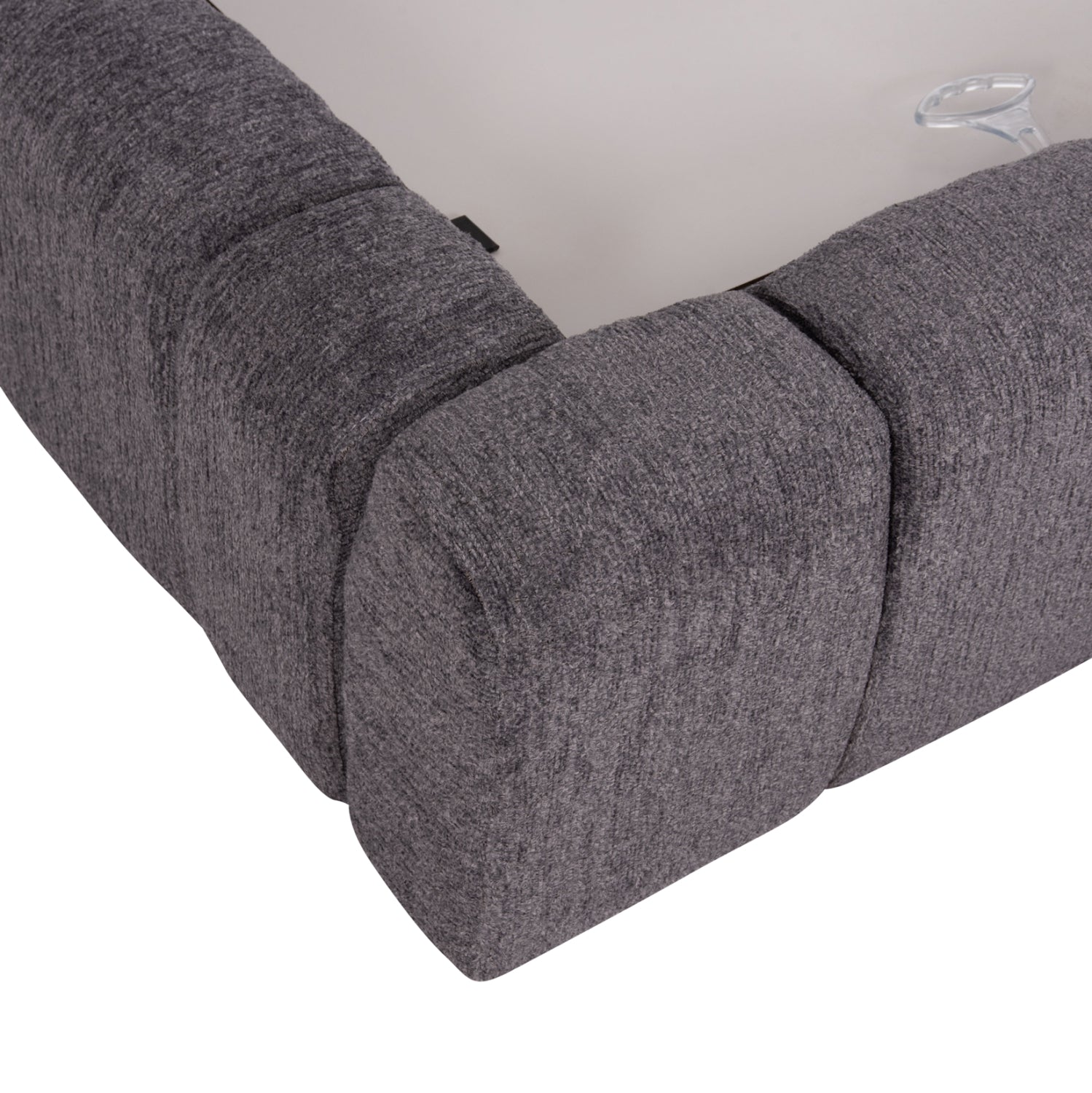 BED WITH STORAGE SPACE RAMON HM720.22 TEDDY FABRIC IN GREY-FOR MATTRESS 160x200cm.