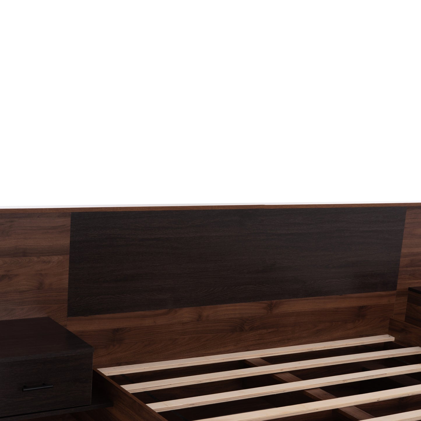 DOUBLE BED WITH NIGHTSTANDS CARYS HM744.11 MELAMINE IN WALNUT/ZEBRANO--MATTRESS 160x200cm