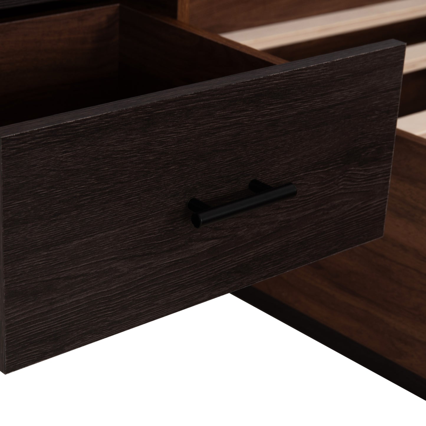 DOUBLE BED WITH NIGHTSTANDS CARYS HM744.11 MELAMINE IN WALNUT/ZEBRANO--MATTRESS 160x200cm