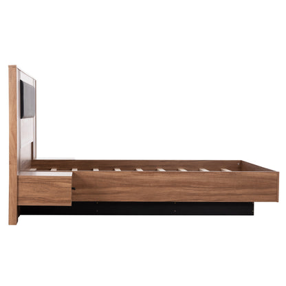 DOUBLE BED WITH NIGHTSTANDS HARRY HM750.01 MELAMINE IN NATURAL/BLACK--MATTRESS 160x200cm
