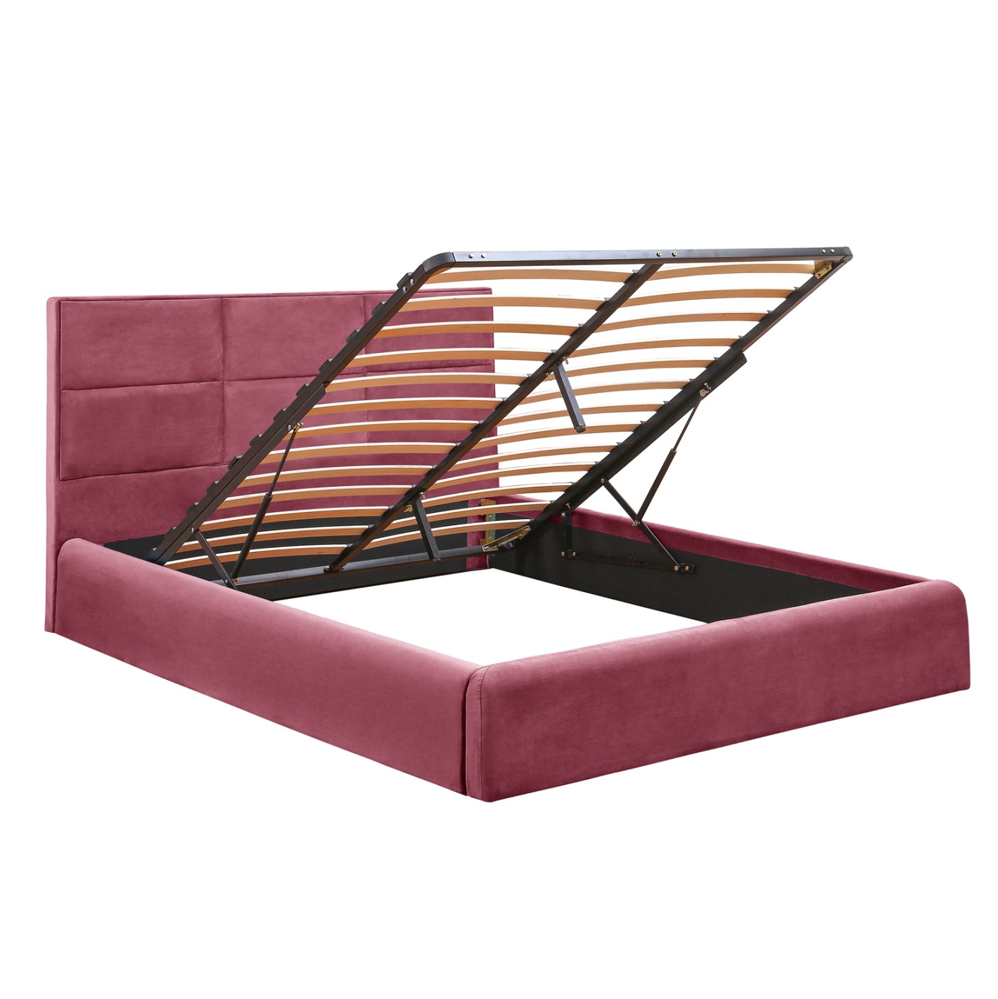 BED WITH MATTRESS & STORAGE SPACE BRILEY HM10765.02 DUSTY PINK VELVET--FOR MATTRESS 160x200cm.