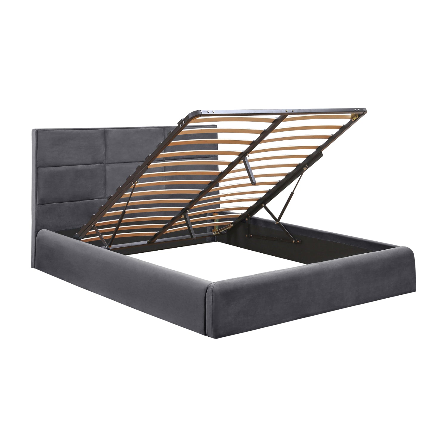 BED WITH MATTRESS & STORAGE SPACE BRILEY HM10807.01 GREY VELVET--FOR MATTRESS 160x200cm.