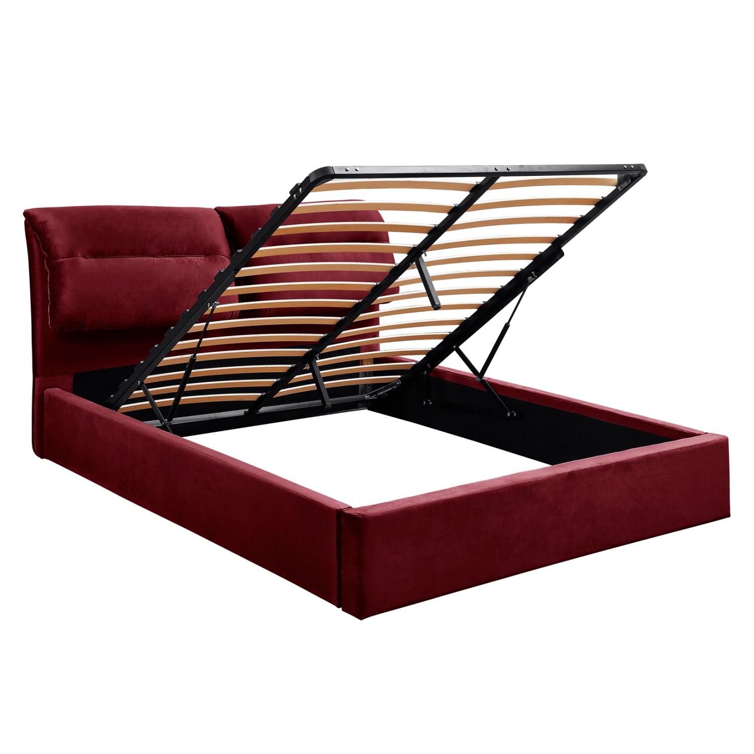 BED WITH MATTRESS & STORAGE SPACE KENDRA HM10809.06 BURGUNDY RED VELVET--FOR MATTRESS 160x200cm.