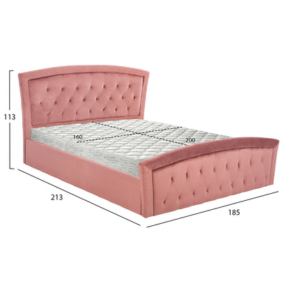 BED WITH MATTRESS & STORAGE SPACE ODELIA HM21279.02 DUSTY PINK VELVET--FOR 160x200cm.
