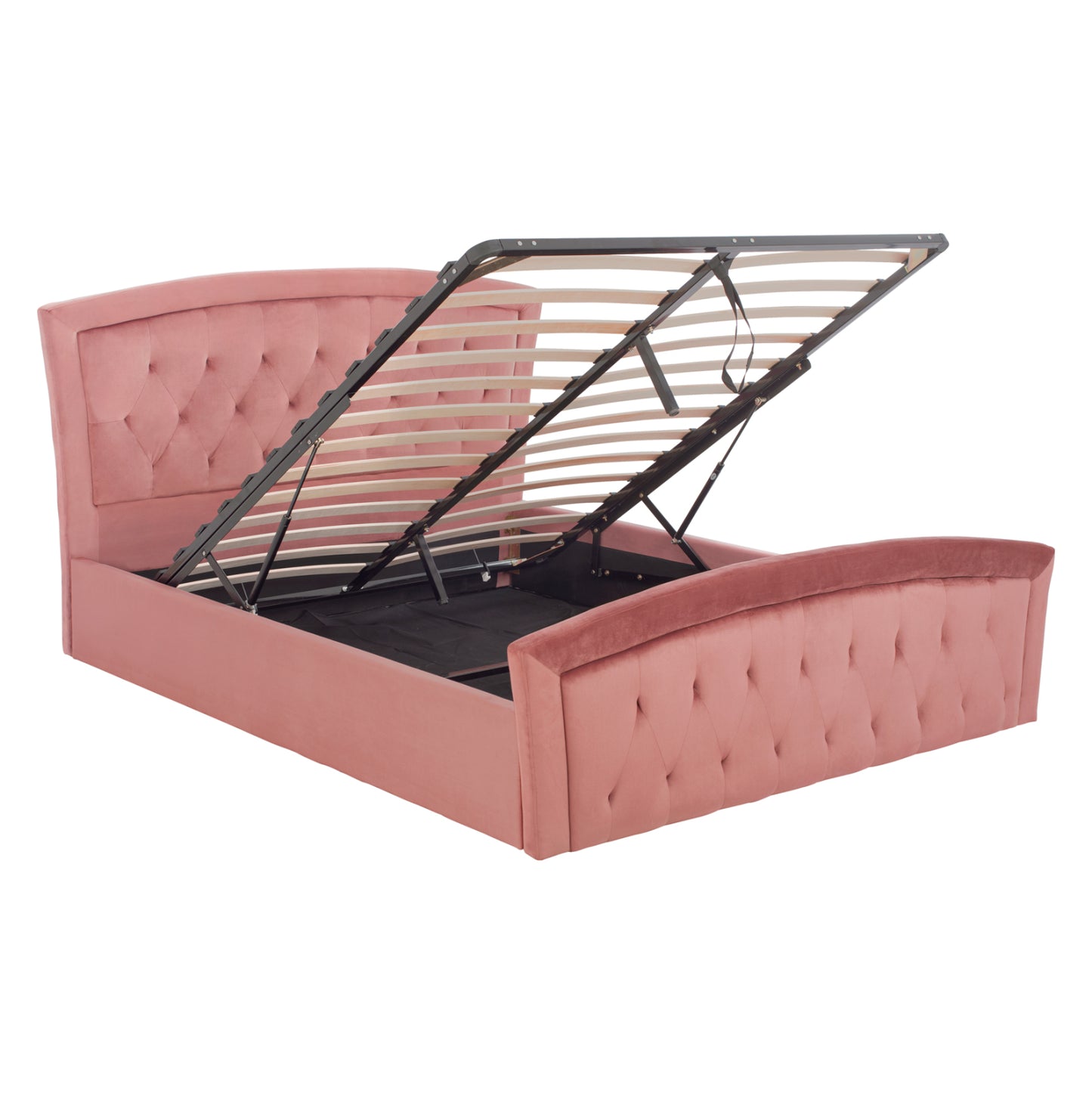 BED WITH MATTRESS & STORAGE SPACE ODELIA HM21279.02 DUSTY PINK VELVET--FOR 160x200cm.