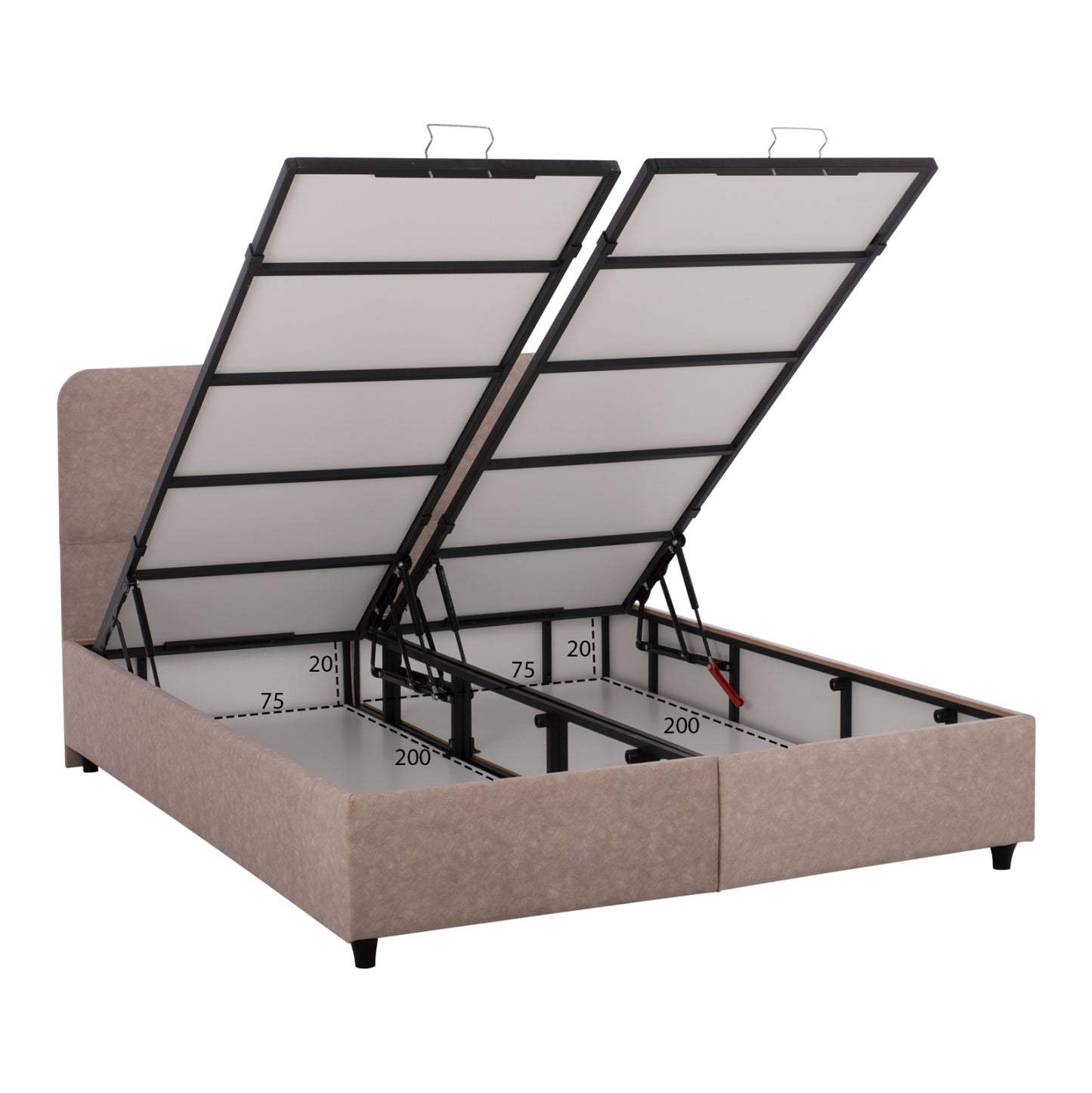BED WITH MATTRESS DOUBLE DOLORES HM21165 BEIGE FABRIC & STORAGE SPACE--FOR 160x200cm