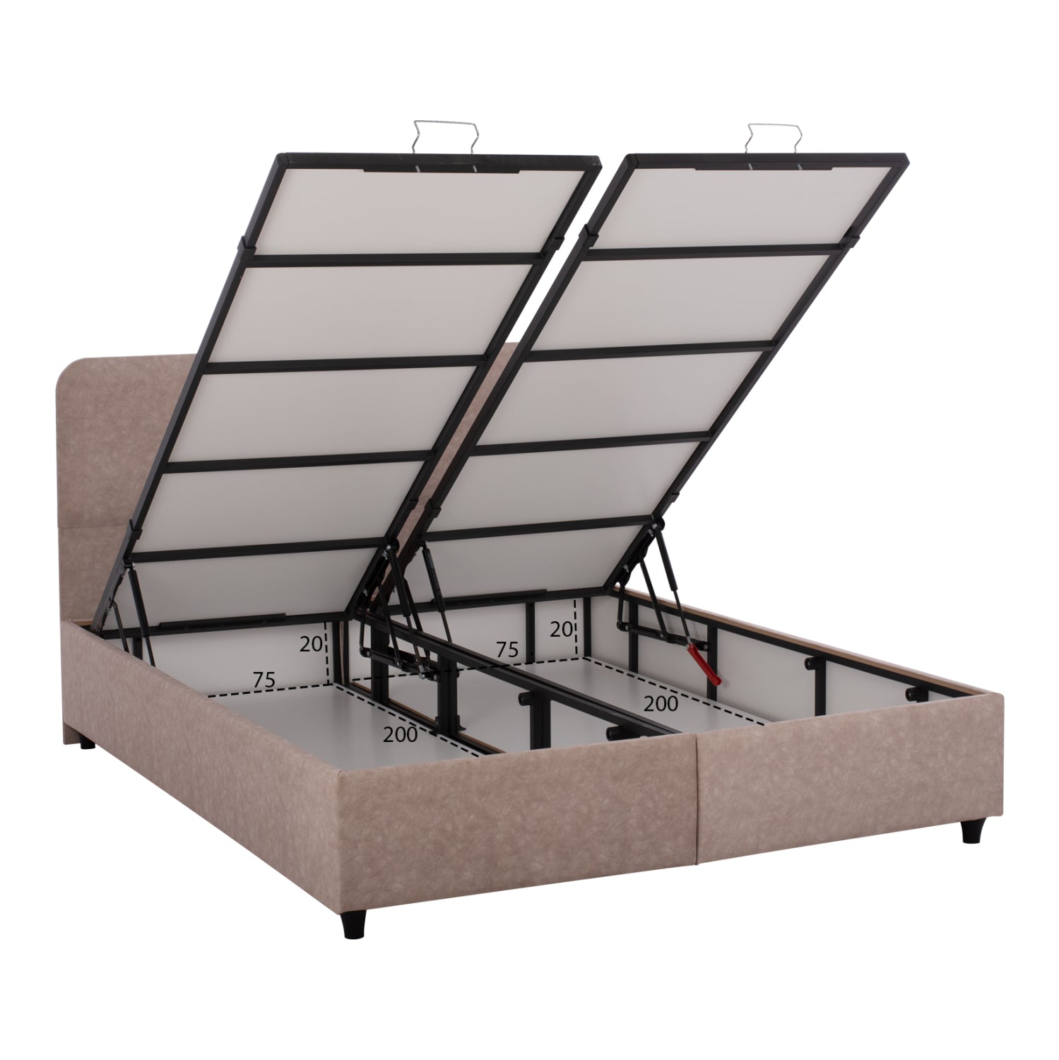 BED WITH MATTRESS DOUBLE DOLORES HM21165 BEIGE FABRIC & STORAGE SPACE--FOR 160x200cm