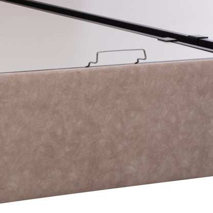 BED WITH MATTRESS DOUBLE DOLORES HM21165 BEIGE FABRIC & STORAGE SPACE--FOR 160x200cm