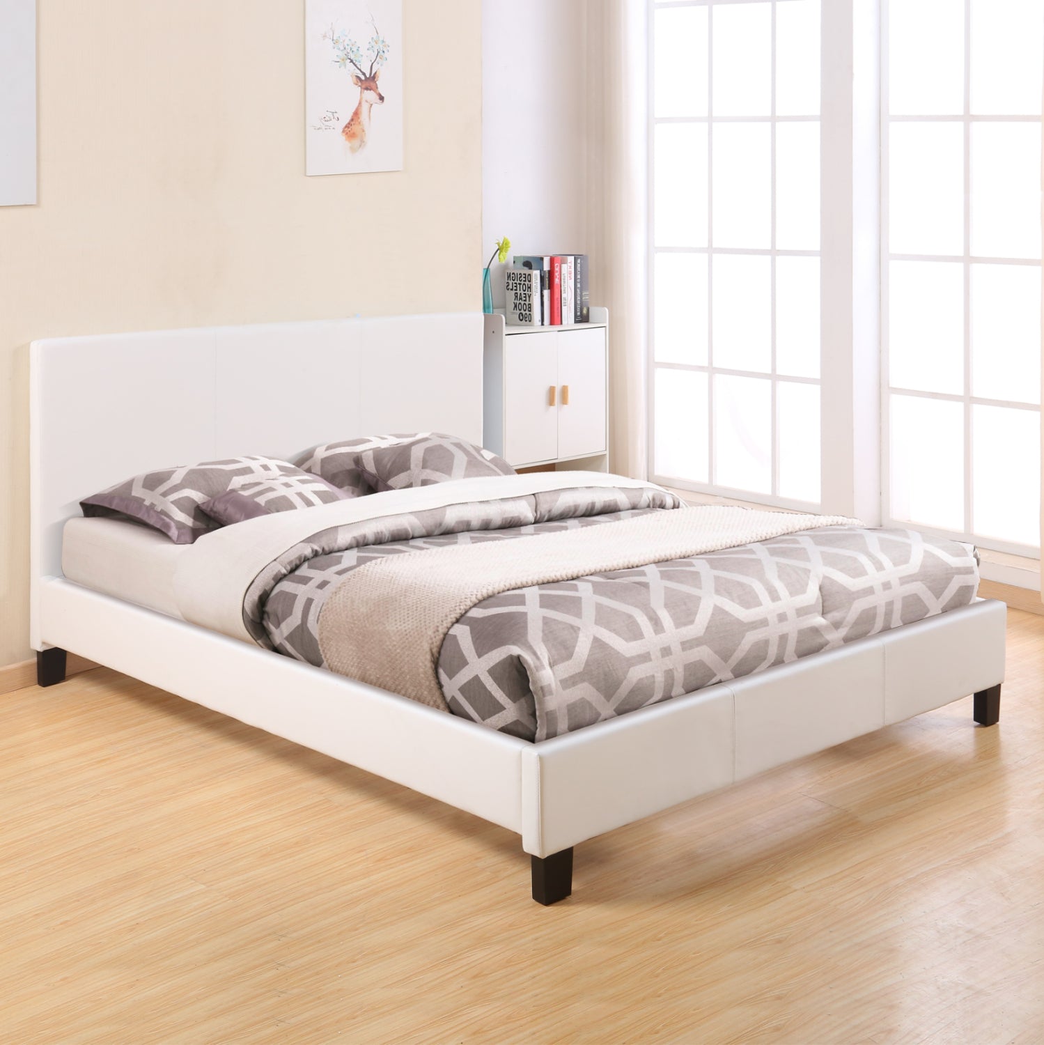 BED WITH MATTRESS BECCA HM10760.01 WHITE PU--FOR MATTRESS 150x200cm