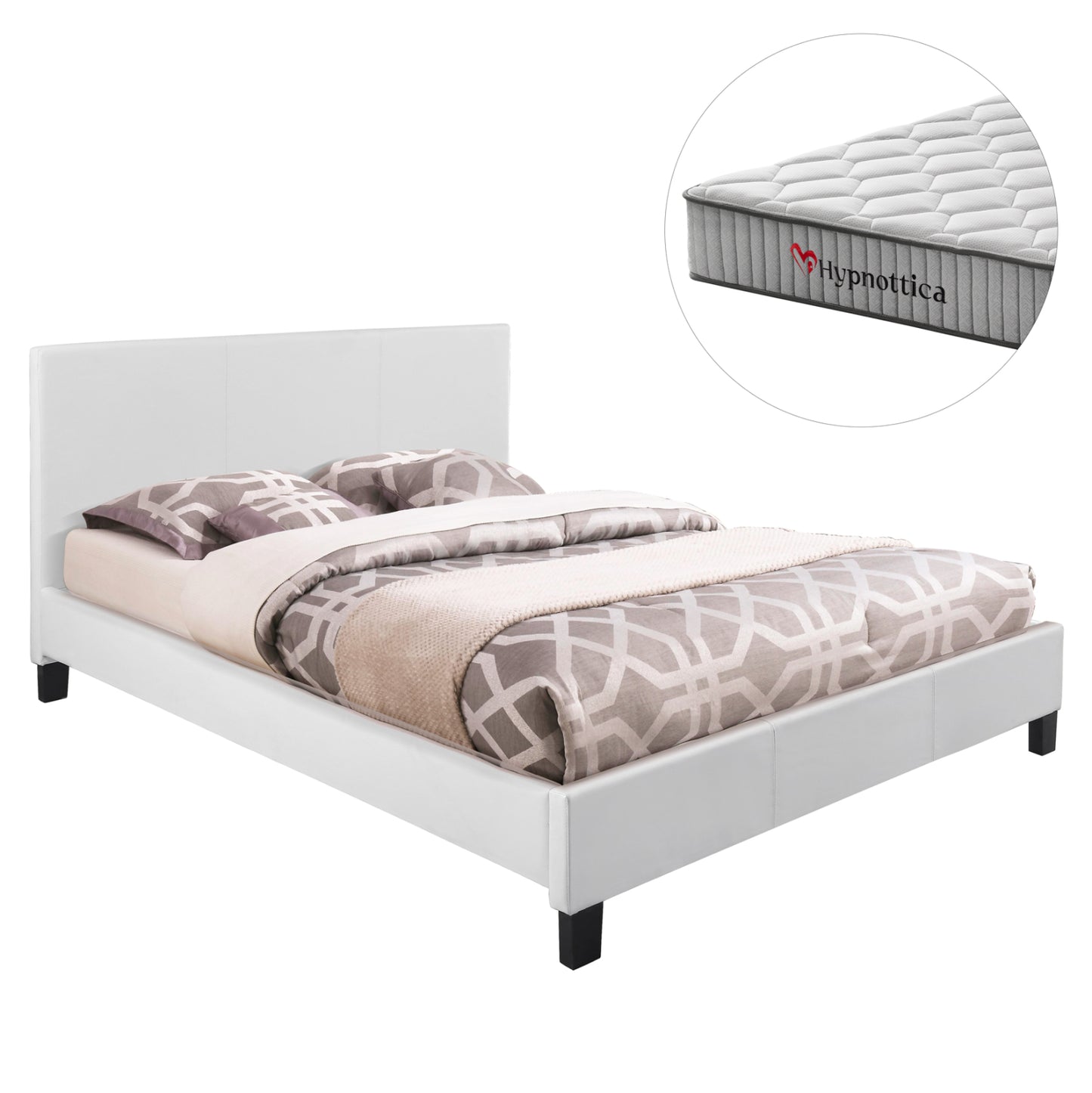 BED WITH MATTRESS BECCA HM10760.01 WHITE PU--FOR MATTRESS 150x200cm