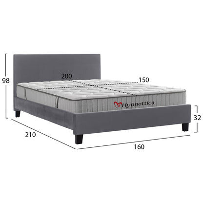 BED WITH MATTRESS BECCA HM10760.02 GREY FABRIC--FOR MATTRESS 150x200cm