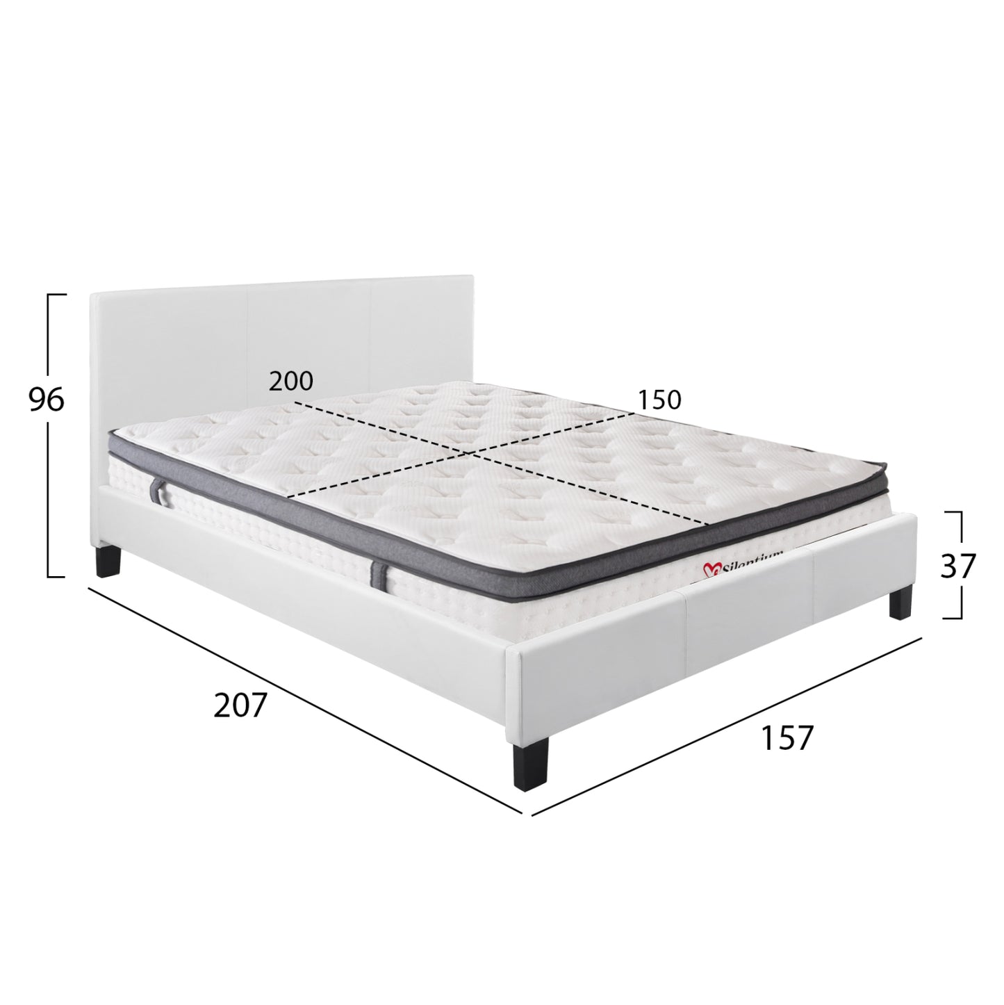 BED WITH MATTRESS BECCA HM10803.01 WHITE PU--FOR MATTRESS 150x200cm