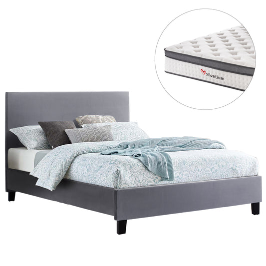BED WITH MATTRESS BECCA HM10803.11 GREY FABRIC--FOR MATTRESS 150x200cm