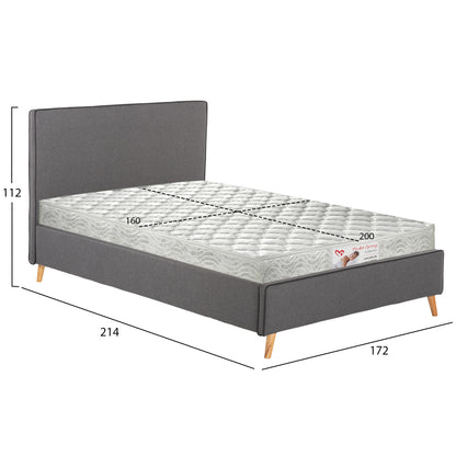 BED WITH MATTRESS INDRA HM21280.01 GREY FABRIC--FOR MATTRESS 160x200cm