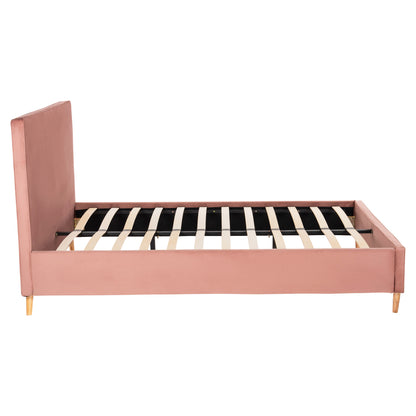 BED WITH MATTRESS INDRA HM21280.03 DUSTY PINK VELVET--FOR MATTRESS 160x200cm
